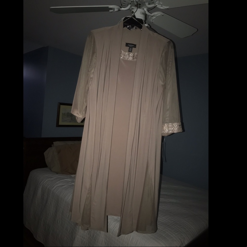 R&M Richards Tan Long-Sleeve Dress